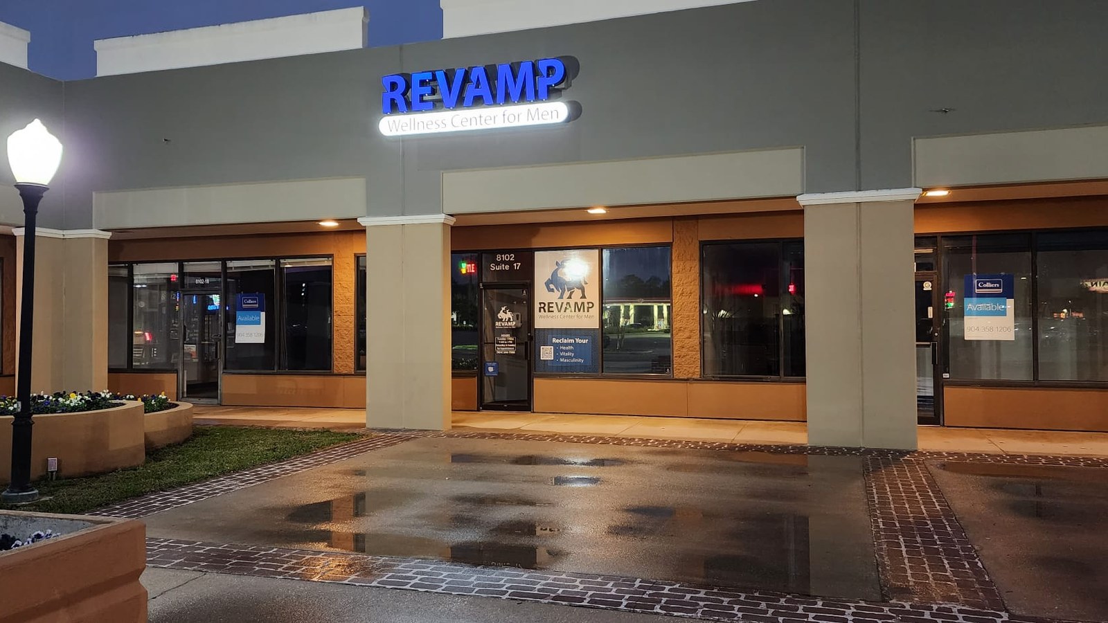 REVAMP Wellness Center for Men storefront at 8102 Blanding Boulevard, Suite #17, Jacksonville, Florida 32244